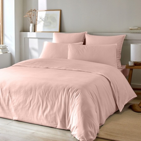 Linge de Lit en Coton et Bambou Lavé LEA Rose