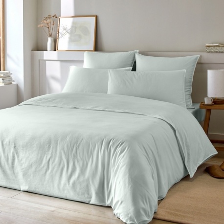 Linge de Lit en Coton et Bambou Lavé LEA Vert