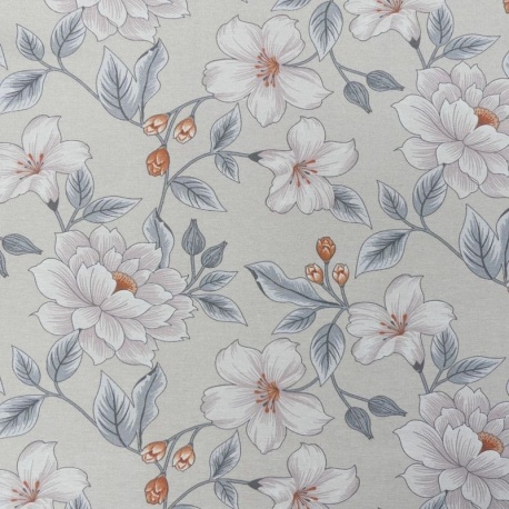 Tissu Moet Imprimé Grosses Fleurs Fond Lin 