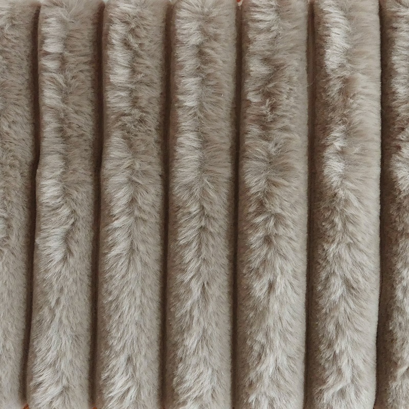 Tissu Toudou Fausse Fourrure Côtelée Taupe