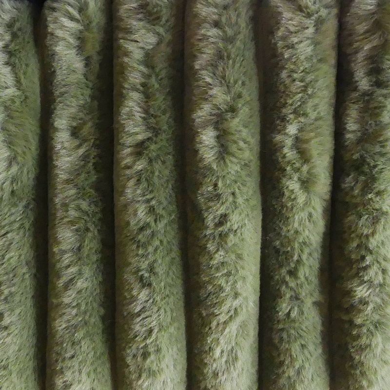 Tissu Toudou Fausse Fourrure Côtelée Kaki