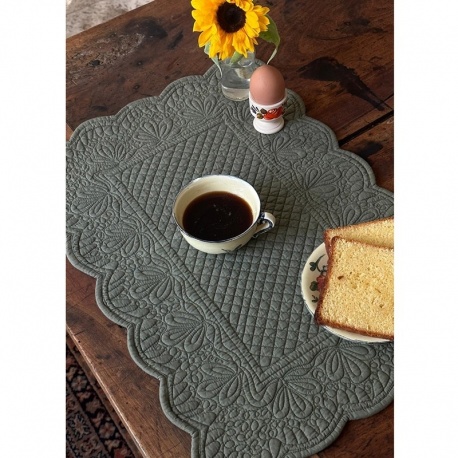 Set de Table Amandine Uni Boutis Kaki 