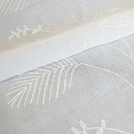 Tissu Etamine Brodée Idia Blanc 
