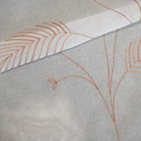 Tissu Etamine Brodée Idia Terracotta