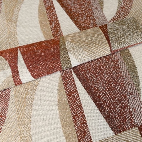 Tissu Jacquard Géométrique Macao Terracotta