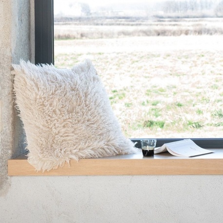 Coussin Luxy Poils Longs Ecru 