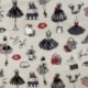 Tissu Toile Imprimée Frou Frou Noir rouge