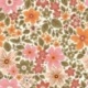 Tissu Popeline Impression Digitale Fleurs Kaki et rose 