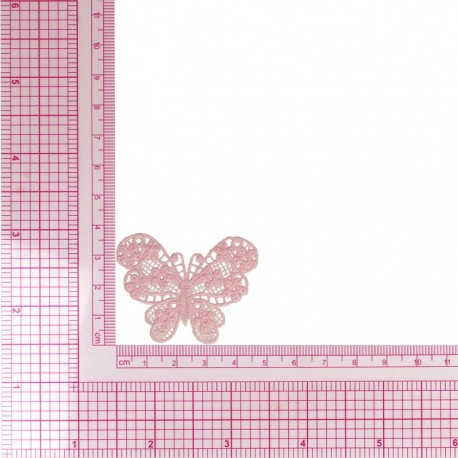 S ecusson papillon dentelle - Rose