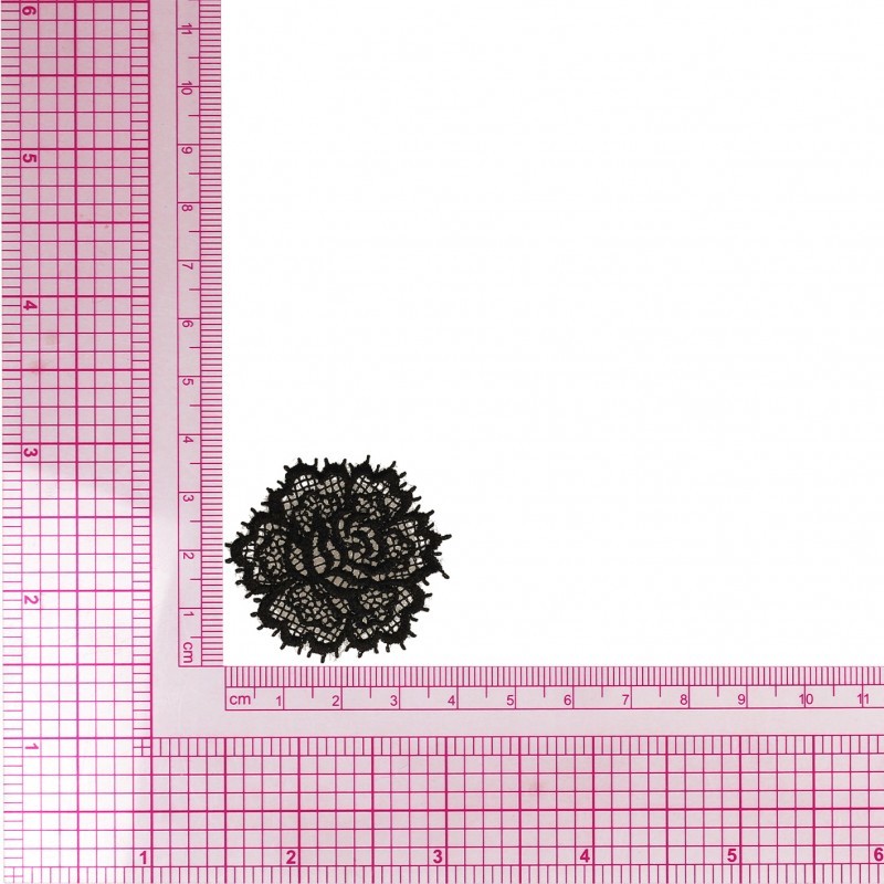Ecusson rose dentelle - Noir S