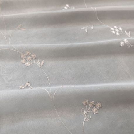 Tissu Voile Brodé Coloris Lin