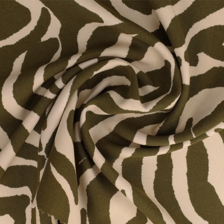 Tissu Viscose Imprimée Vert Zèbre 