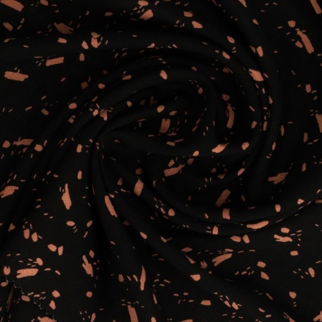 Tissu Viscose Imprimée Noir Marron