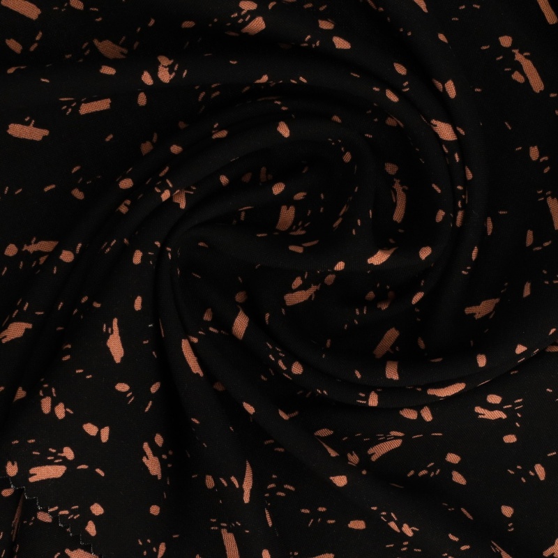 Tissu Viscose Imprimée Noir Marron