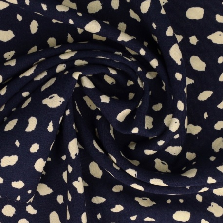 Tissu Viscose Imprimé Marine et blanc