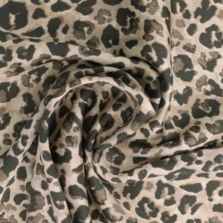 Tissu Crêpe Satin Imprimé Noir Tacheté