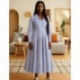 Tissu Chemise Coton lin Grande Rayure Bleu