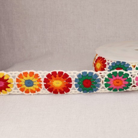 Galon crochet rosace  Blanc