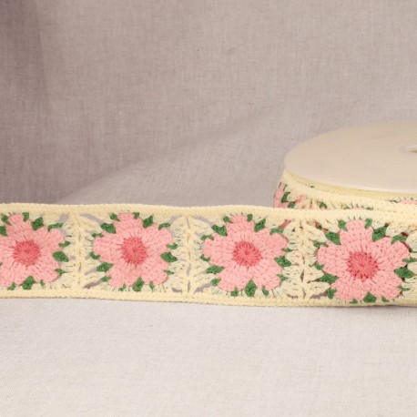 Galon crochet fleurs  Ecru