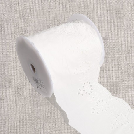 Broderie fleurs  Blanc