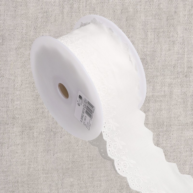 Broderie fleurs  Blanc
