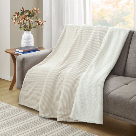 Plaid Jules Sherpa Côtelé Beige