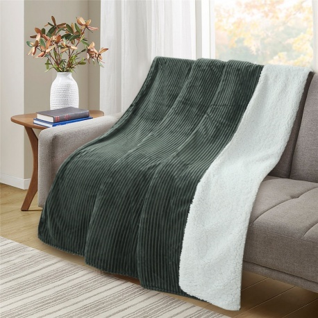 Plaid Jules Sherpa Côtelé Vert