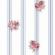 Tissu Cretonne Batifolle Imprimé Fleurs sur Rayures Bleues