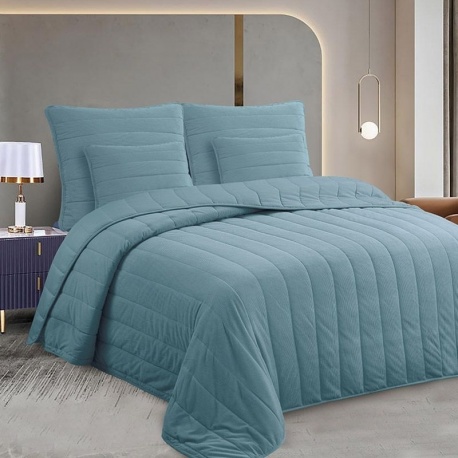Linge de Lit Côtelé Jack Uni Bleu