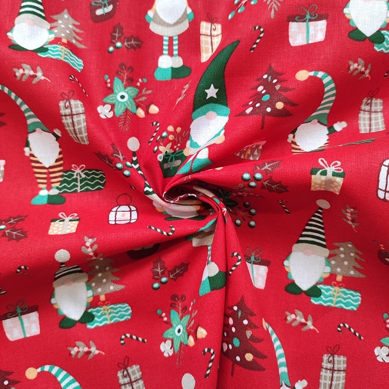 Tissu Coton Imprimé Lutin Rouge 