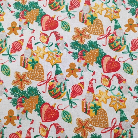 Tissu Coton Imprimé Mutin Blanc 