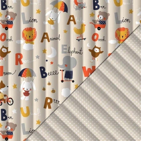 Tissu Matelassé Alphabet  Multicolore