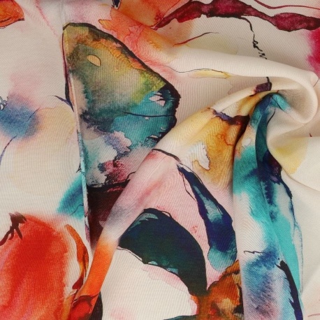 Tissu Popeline de Viscose Imprimée Motif Pastel