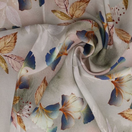 Tissu Popeline de Viscose Imprimée Motif Floral Délicat