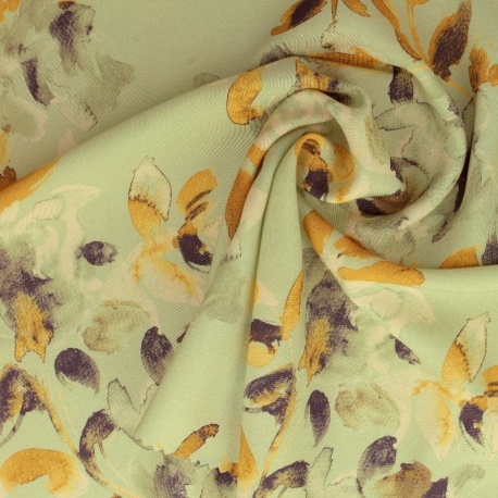 Tissu Popeline de Viscose Imprimée Motif Floral Jaune