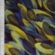 Tissu Popeline de Viscose Imprimée Motif Feuille Bleu Jaune