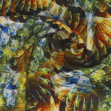 Tissu Popeline de Viscose Imprimée Motif Multicolore
