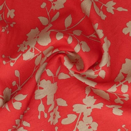 Tissu Viscose Crêpe Pommier Japonais Rouge 