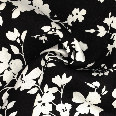 Tissu Viscose Crêpe Pommier Japonais Noir