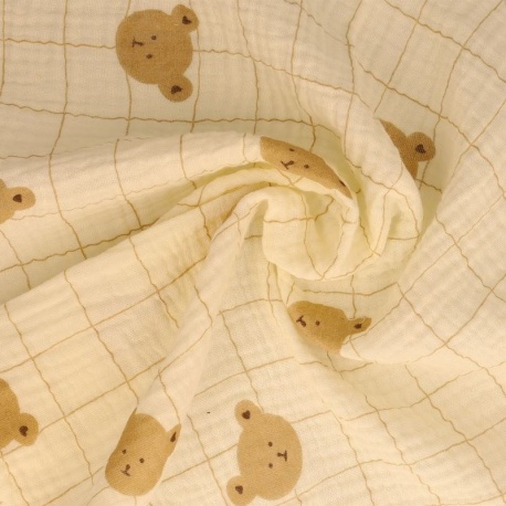 Tissu Double Gaze Ourson