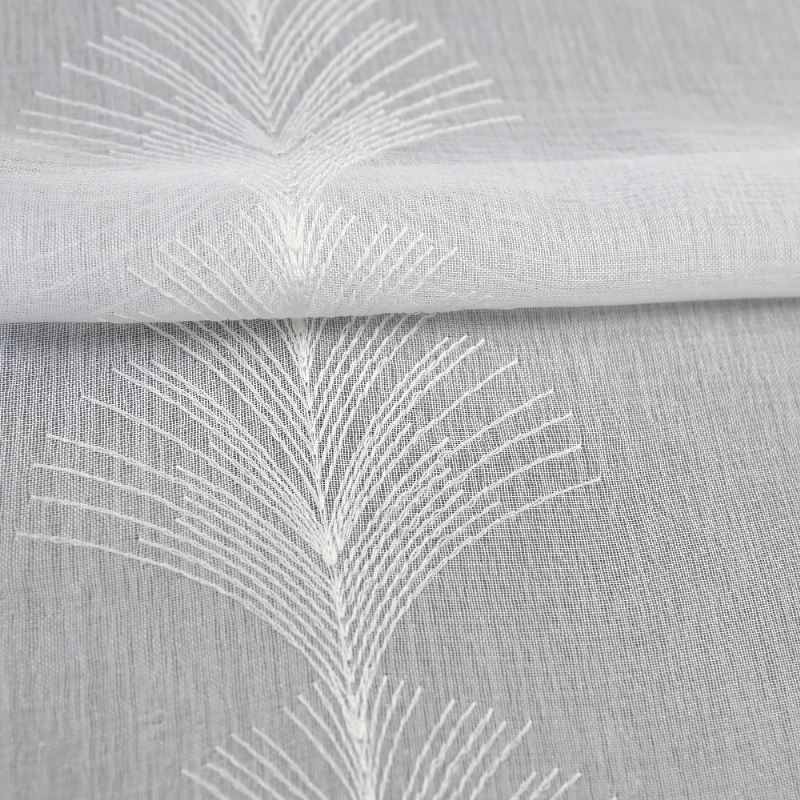 Tissu Plume Etamine Brodée Blanc 