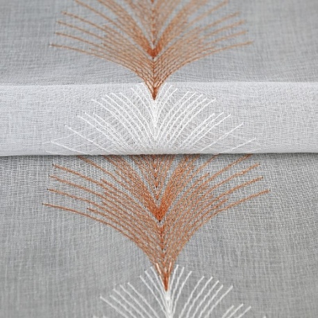 Tissu Plume Etamine Brodée Brique