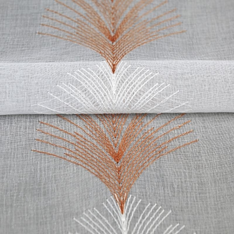 Tissu Plume Etamine Brodée Brique