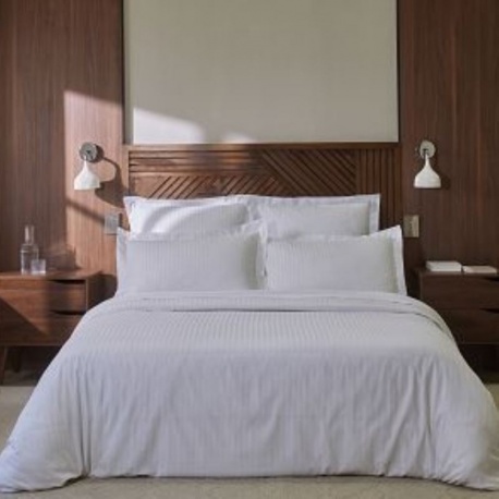 Linge de Lit Satin Amboise Rayures Blanc 