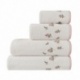 Linge de Toilette Brodé Roses Dentelle Blanc