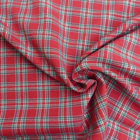Tissu Toile Chemise Carreaux Rouge