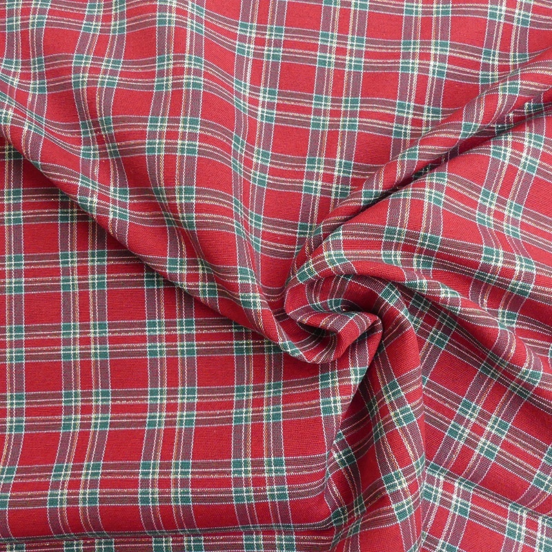 Tissu Toile Chemise Carreaux Rouge