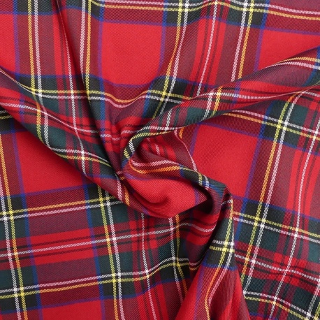 Tissu Toile Chemise Carreaux Rouge Vert