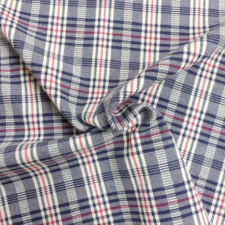 Tissu Toile Chemise Carreaux Bleu Rouge