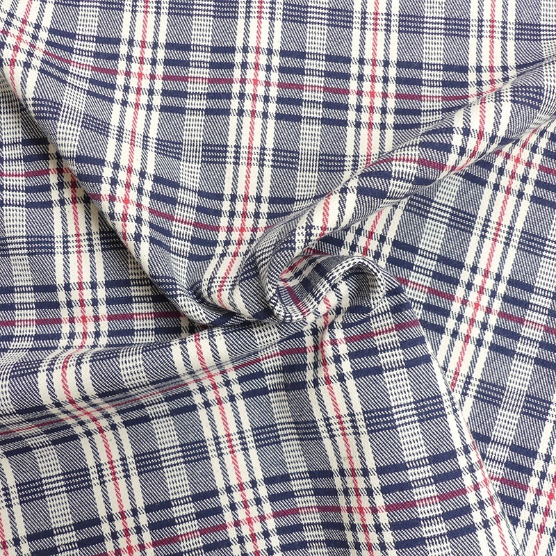 Tissu Toile Chemise Carreaux Bleu Rouge